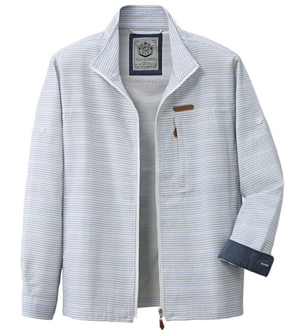 「お洒落なボーダージャケット（メンズジャケット）」｜サックスボーダー