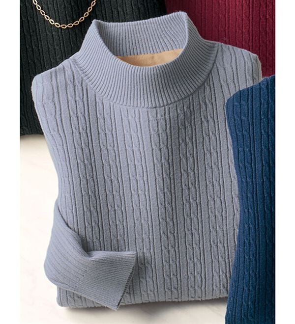 BELLUNA（ベルーナ）の「洗える！裏ベロアあったかセーター（ニット・セーター）」｜ブルーグレー