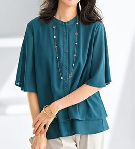 BELLUNA（ベルーナ）の「ふわり涼やか！楊柳シフォンフレアー袖ブラウス（ブラウス）」