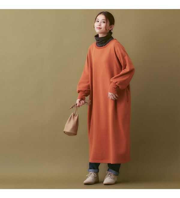 Viola e Viola（ヴィオラ エ ヴィオラ）の「あったか裏起毛ゆるワンピース（カットソーワンピース）」｜詳細画像