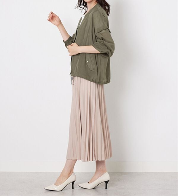 BELLUNA（ベルーナ）の「麻調素材リブ使いシアーブルゾンジャケット（ブルゾン）」｜詳細画像