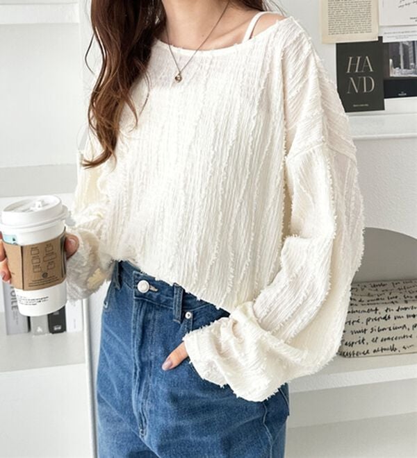 GeeRA（ジーラ）の「シャギージャカードボートネックカットソー（カットソー）」｜詳細画像