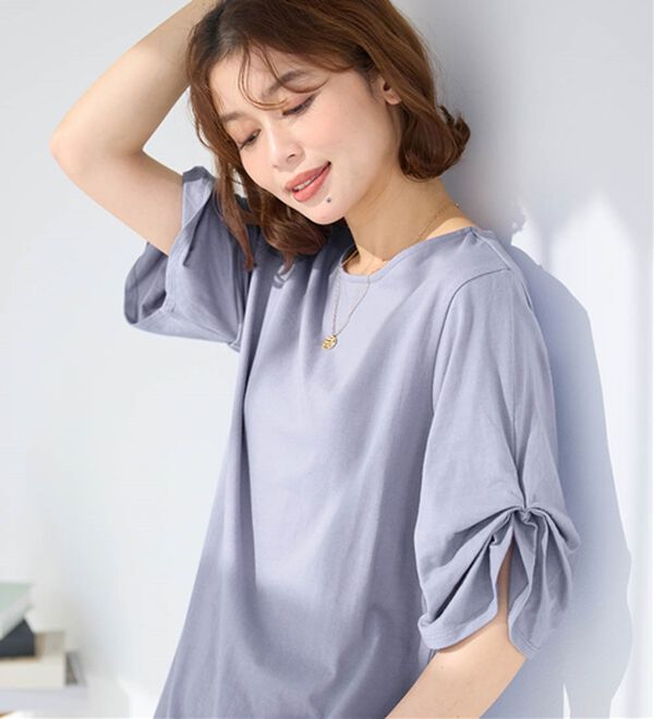 Viola e Viola（ヴィオラ エ ヴィオラ）の「綿１００％袖タックチュニック（チュニック）」｜ブルー