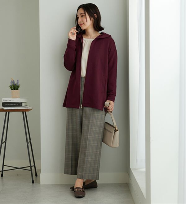 BELLUNA（ベルーナ）の「フードデザインとろみ素材ジップアップパーカー（パーカー）」｜詳細画像