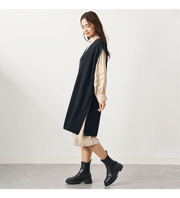 BELLUNA（ベルーナ）の「ニットベスト付ハイネックワンピース（アンサンブル）」｜詳細画像
