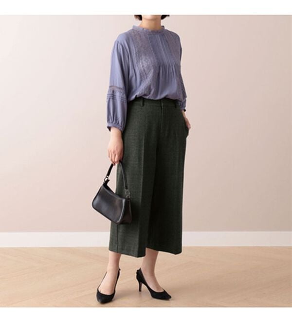 BELLUNA（ベルーナ）の「ウール調センタープレスクロップドパンツ（クロップドパンツ）」｜詳細画像