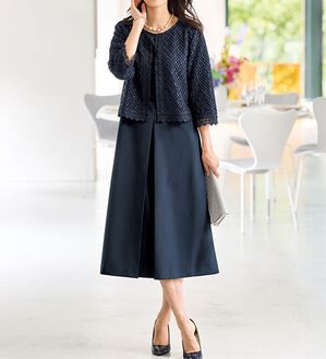 BELLUNA（ベルーナ）の「上品レースジャケットワンピースアンサンブル（ワンピースセットスーツ）」｜詳細画像