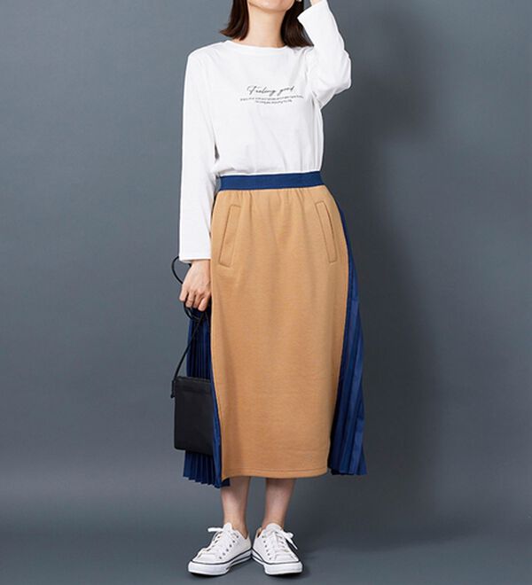 BELLUNA（ベルーナ）の「【Ｌａｇｒｉｌｕａ】配色プリーツデザインフレアースカート（ロングスカート）」｜詳細画像