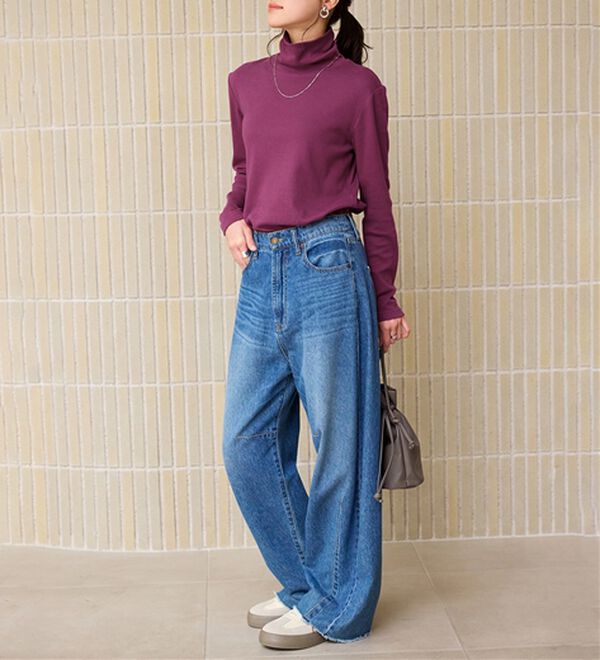 BELLUNA（ベルーナ）の「【選べる衿】肌に優しい綿１００％暖か発熱素材プルオーバー＜ベルホット　コットン＞（カットソー）」｜詳細画像