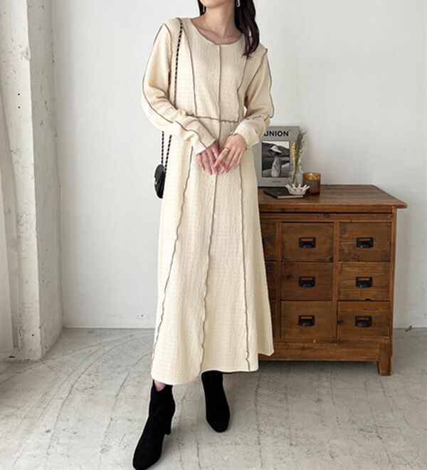 GeeRA（ジーラ）の「配色メローワンピース（カットソーワンピース）」｜詳細画像