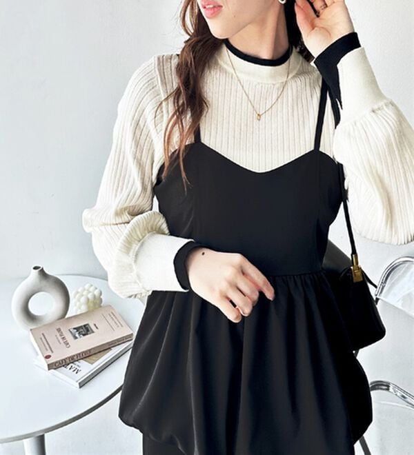 GeeRA（ジーラ）の「【再入荷】レイヤード風モチっと柔らかリブニット（ニット・セーター）」｜詳細画像