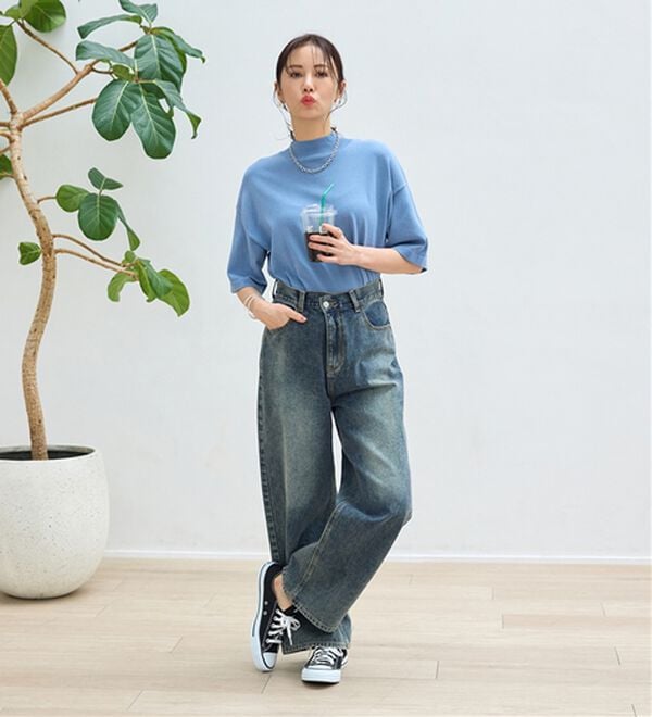 BELLUNA（ベルーナ）の「Ｔシャツが苦手な方に！ひんやり綿混ニットＴ【選べるデザイン】（ニット・セーター）」｜詳細画像