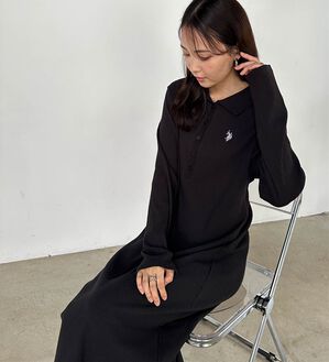RANAN（ラナン）の「＜U.S.POLO ASSN.＞ポロ衿長袖リブワンピース（ロングワンピース）」｜詳細画像