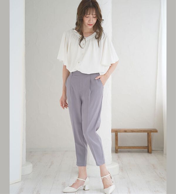 A HAPPY MARILYN（アハッピーマリリン）の「【Ｌ～６Ｌ／選べる丈】スラっと美脚ストレッチテーパードパンツ（テーパードパンツ）」｜詳細画像