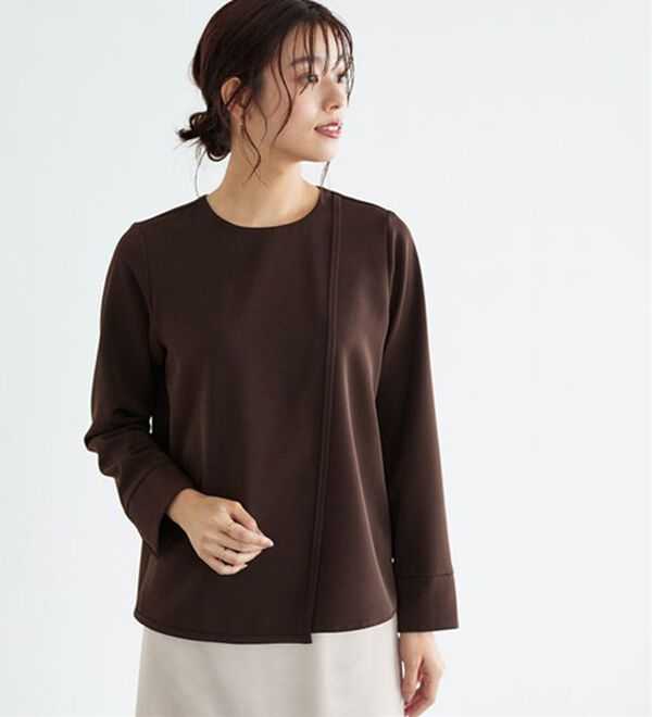 Pierrot（ピエロ）の「ラインデザインラップブラウス（ブラウス）」｜詳細画像