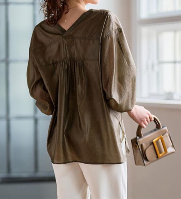 RANAN（ラナン）の「ディープVネックシアーシャツ（シャツ）」｜詳細画像