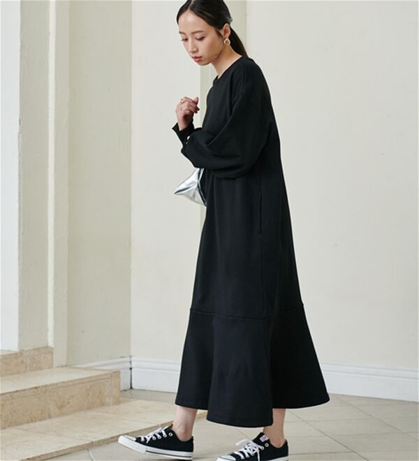 HIGH SPEC＞毛玉になりにくい！ペプラムデザインワンピース  