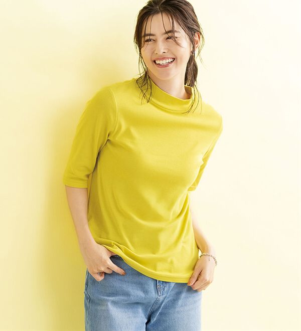 LAVIENNE（ラヴィエンヌ）の「【医師オススメ】ＵＶカット綿１００％ハイネックプルオーバー（５分袖）＜カラフルコットン＞（肌着・インナーウェア）」｜詳細画像