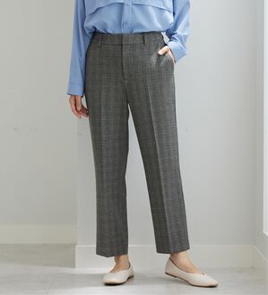 BELLUNA（ベルーナ）の「サマ見え（SW）ウール調素材ストレートパンツ（フルレングスパンツ）」｜グレンチェック
