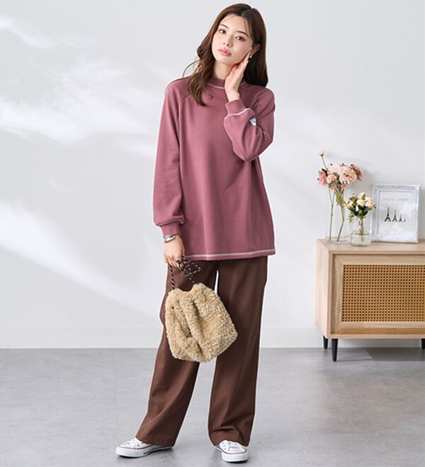 BELLUNA（ベルーナ）の「華奢見せ！しっかり綿混裏毛素材トレーナー（トレーナー・スウェット）」｜詳細画像