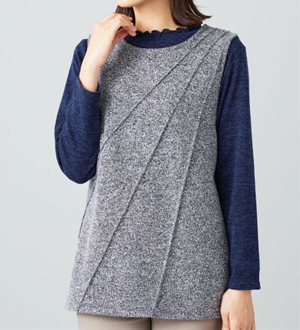 BELLUNA（ベルーナ）の「ブークレ素材タックデザインアンサンブル（アンサンブル）」｜詳細画像