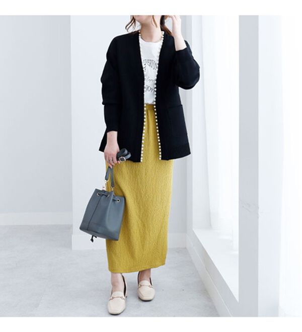 BELLUNA（ベルーナ）の「シャーリング素材ペンシルスカート（ロングスカート）」｜詳細画像