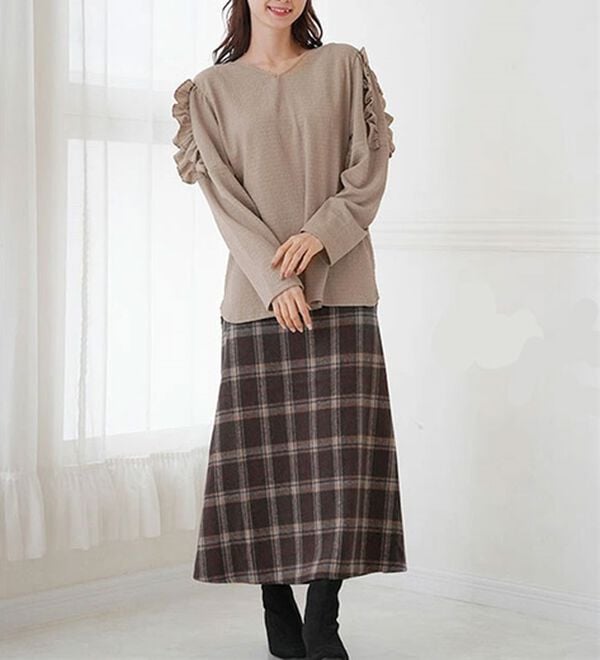 A HAPPY MARILYN（アハッピーマリリン）の「【Ｌ～６Ｌ】【ＭａｒｉｌｙｎＳｗｅｅｔ】体型別フェミニン パフスリーブカットソープルオーバー（カットソー）」｜詳細画像