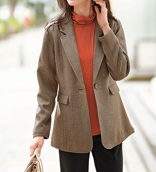 楽スタフィット＞ツイード調テーラードジャケット - ベルーナ【公式】