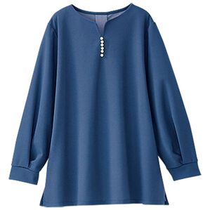 BELLUNA（ベルーナ）の「カットジョーゼット素材パール使いブラウス（ブラウス）」｜ブルー