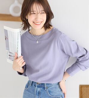 Viola e Viola（ヴィオラ エ ヴィオラ）の「柔らか綿１００％大人キレイTシャツ（カットソー）」｜ブルー