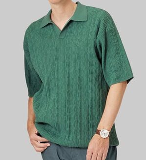 「【おじフェス着用】着映えニットポロ（メンズニット・セーター）」｜詳細画像