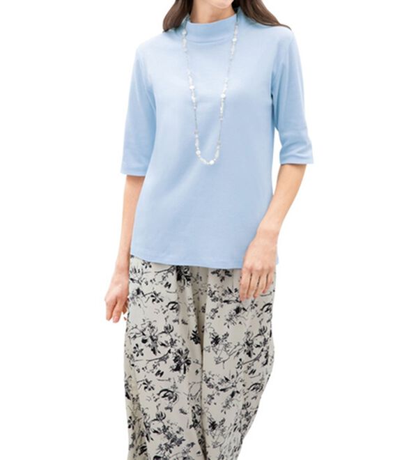 「【４色組】綿１００％ピタッとしにくい５分袖トップス（肌着・インナーウェア）」｜詳細画像