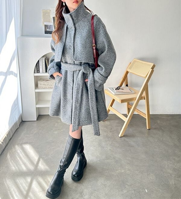 GeeRA（ジーラ）の「リングウールライクスタンドカラーコート（ハーフコート）」｜詳細画像