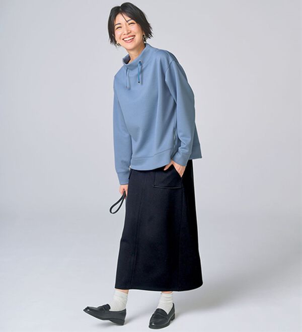 BELLUNA（ベルーナ）の「なめらかタッチ！もっちりん裾ジッププルオーバー（カットソー）」｜詳細画像