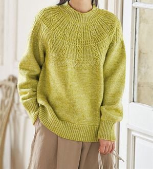 BELLUNA（ベルーナ）の「求心柄ニットプルオーバー（ニット・セーター）」｜ライム