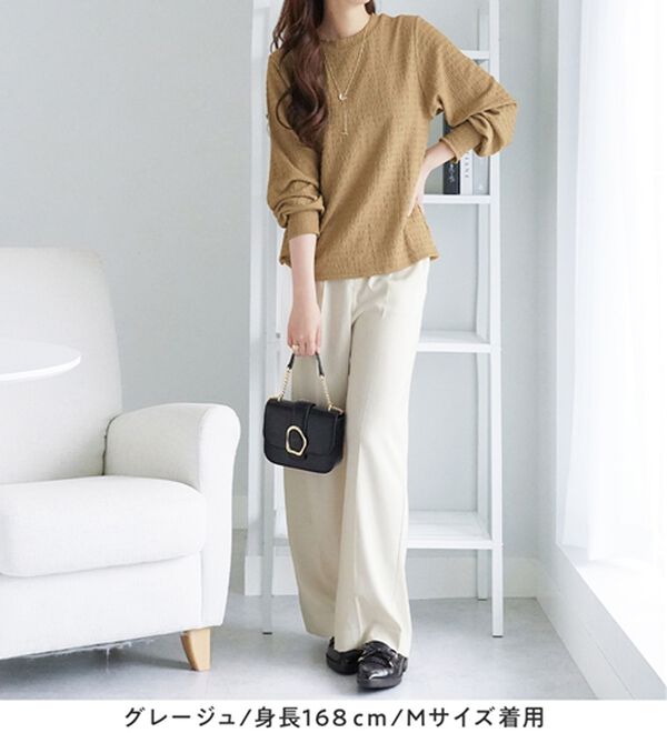 alotta（アロッタ）の「着映えジャカード素材パフ袖ゆるトップス（カットソー）」｜詳細画像