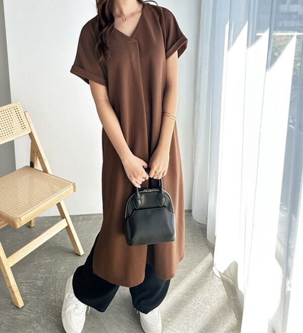 GeeRA（ジーラ）の「ひんやり快適！ジャカードスキッパーワンピ（カットソーワンピース）」｜詳細画像