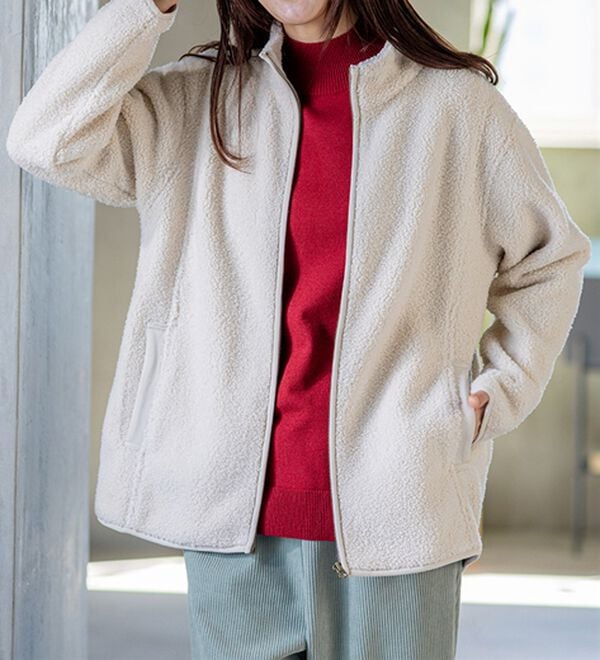 BELLUNA（ベルーナ）の「裏フリースボア素材スタンドネックブルゾン（ブルゾン）」｜詳細画像