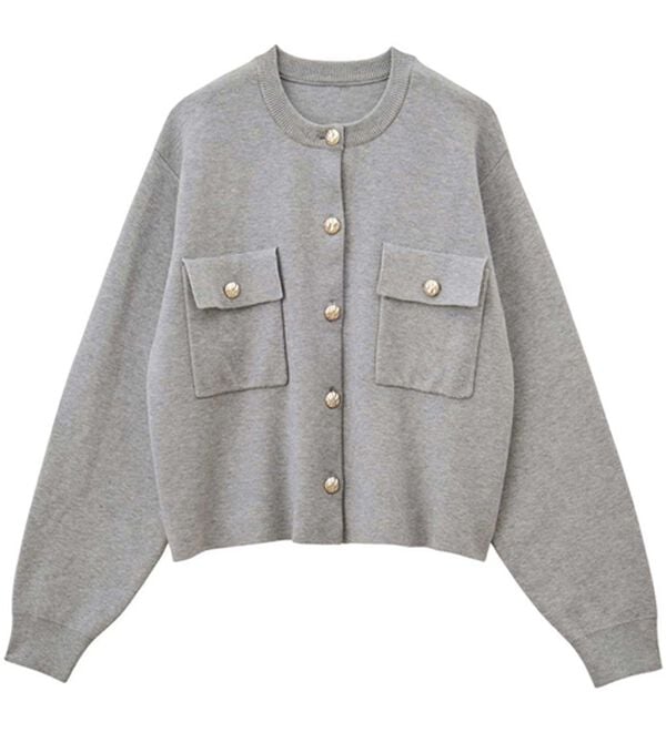 GeeRA（ジーラ）の「ロングシーズン使える！ゴールド調ボタンニットカーデ（ニットカーディガン）」｜詳細画像