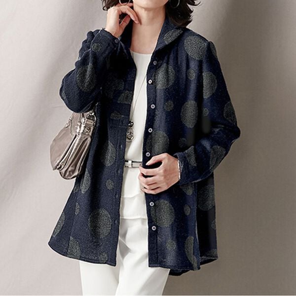 BELLUNA（ベルーナ）の「ウール混ガーゼ素材ドット柄ブラウスジャケット（シャツ）」｜詳細画像