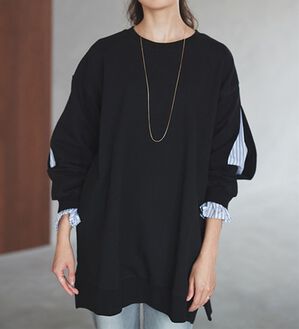 RANAN（ラナン）の「袖スリットカットソーチュニック（チュニック）」｜ブラック