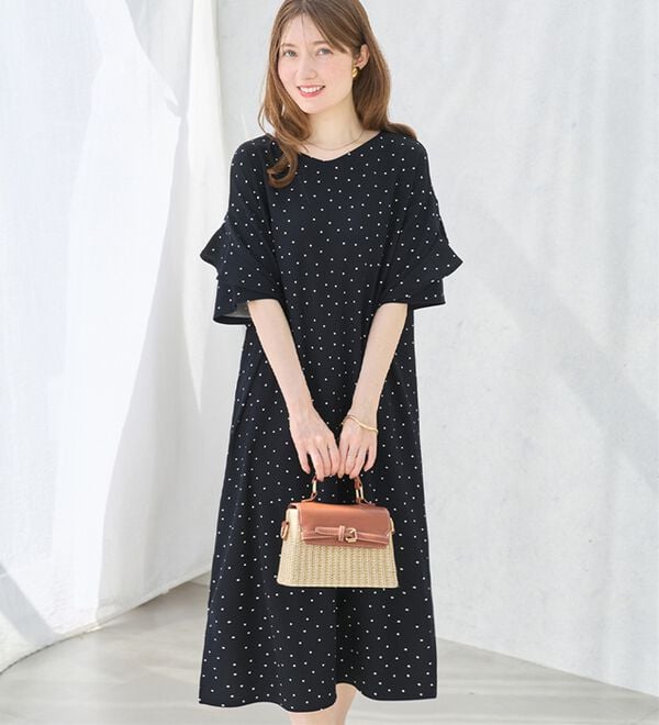 専用タグ付✨ドルチェ&ガッパーナ 藤の花 シャツワンピース Aライン プリーツ調 4つの機能付】ひんやりフリル袖Tシャツワンピース - ベルーナ【公式】