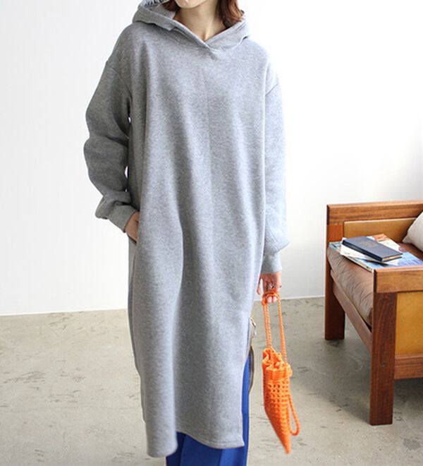 GeeRA（ジーラ）の「裏起毛裾ファスナーパーカーワンピース（カットソーワンピース）」｜詳細画像