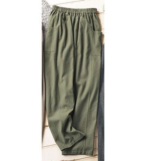 BELLUNA（ベルーナ）の「綿１００％サイドポケットパンツ（フルレングスパンツ）」｜グリーン