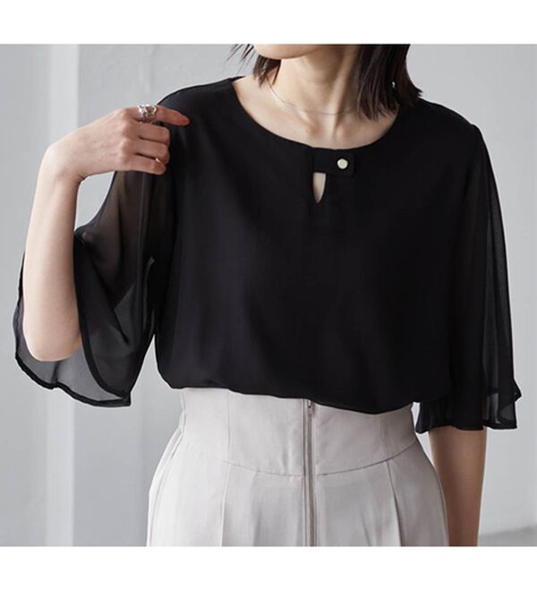 ひんやり！フレアー袖シフォンブラウス - ベルーナ【公式】