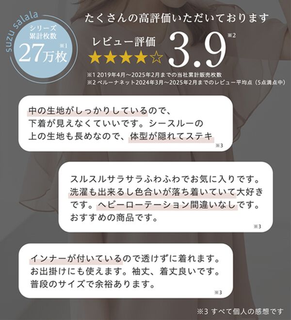 接触冷感】インナー付チューリップ袖チュニック - ベルーナ【公式】