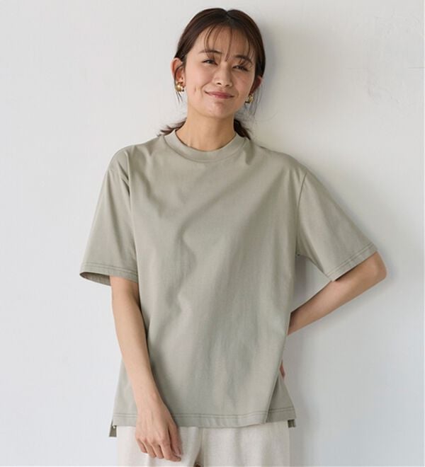BELLUNA（ベルーナ）の「【選べる袖丈】＜エアリーアイスコットン＞オーバーサイズＴシャツ（カットソー）」｜詳細画像