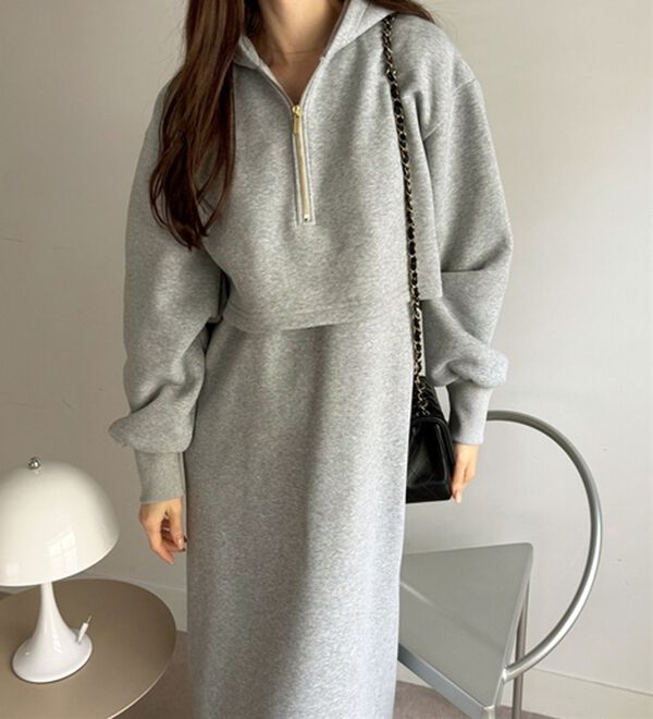 セットアップ風ハーフジップワンピース - ベルーナ【公式】