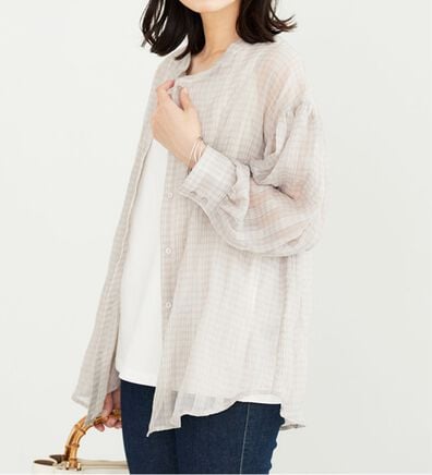 BELLUNA（ベルーナ）の「シアーチェック素材シャツチュニック（チュニック）」