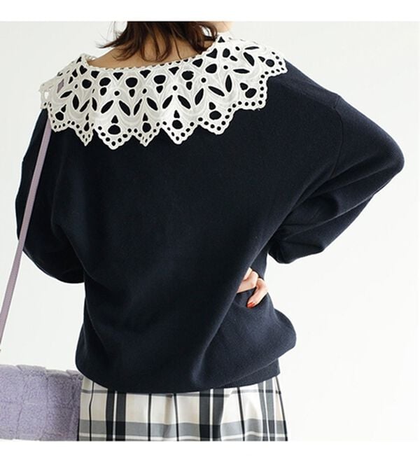 GeeRA（ジーラ）の「レース衿付ニット（ニット・セーター）」｜詳細画像